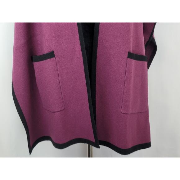 State Fusio Womens Hoodie Cardigan Cashmere Wool Short Sleeve Sweater Violet Med - Picture 3 of 9